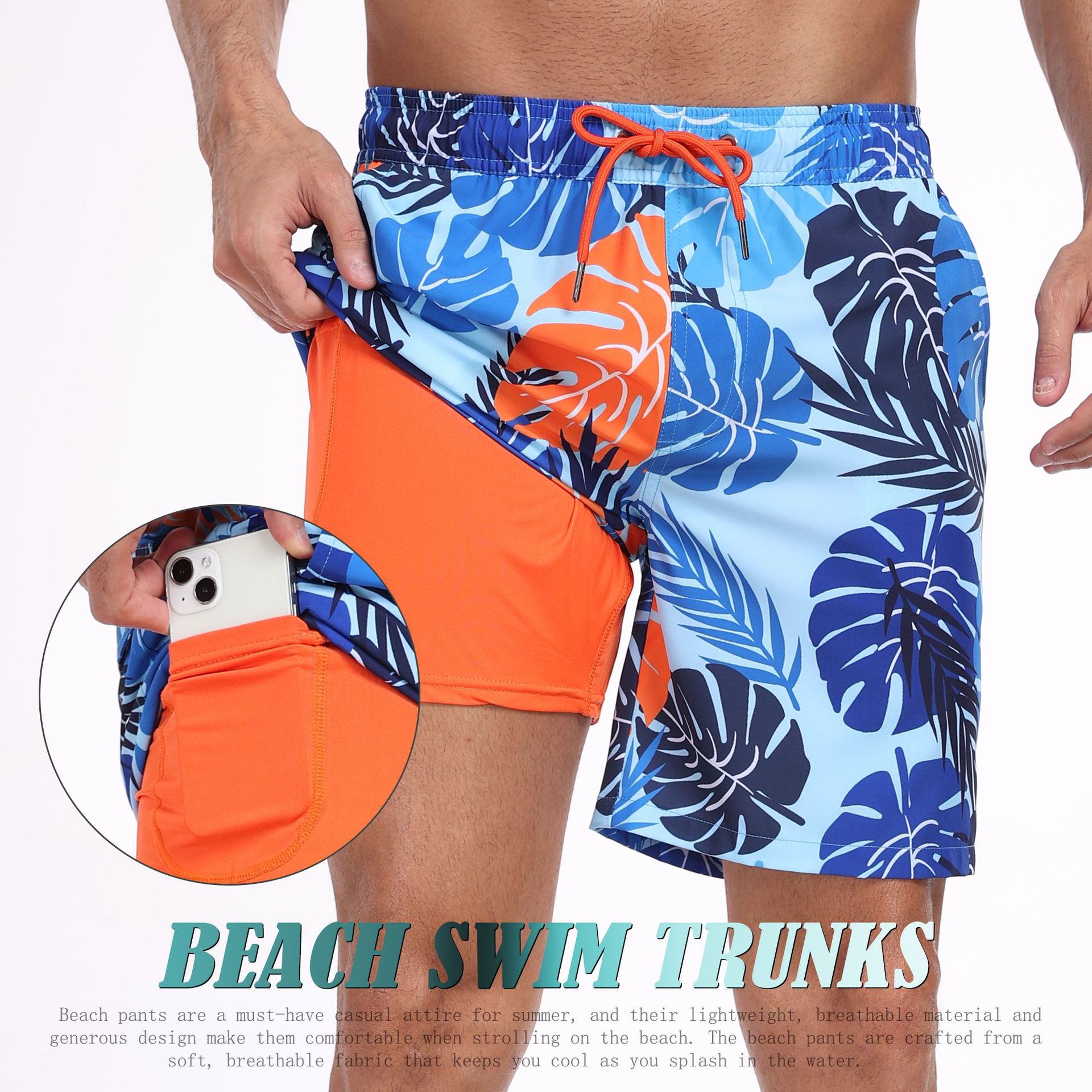 Long Leg Trunk Men - Мужские шорты-трансформеры 2-в-1 с принтом акулы,