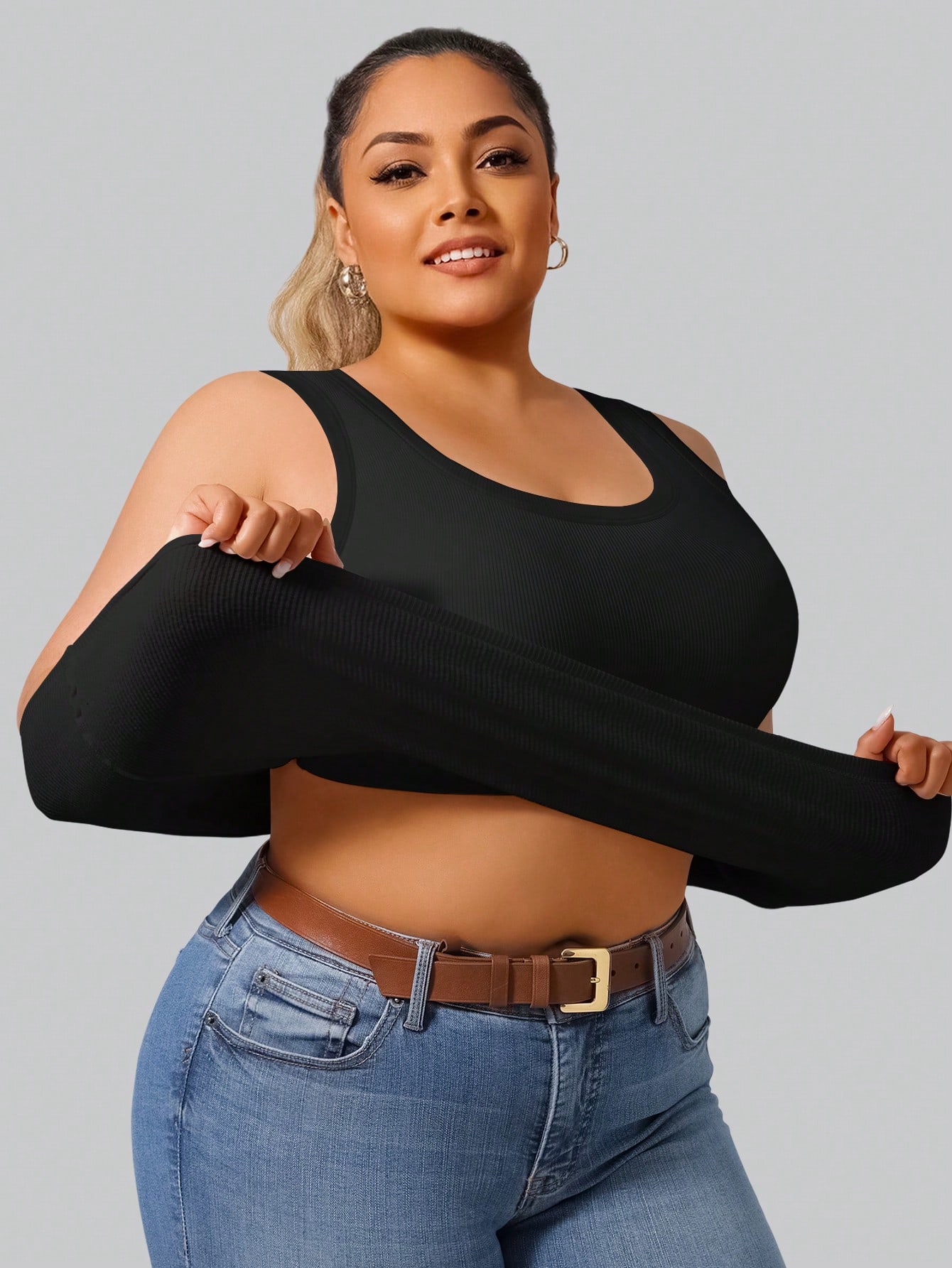 Tank Top Ribbed - Женский укороченный топ из эластичной ребристой